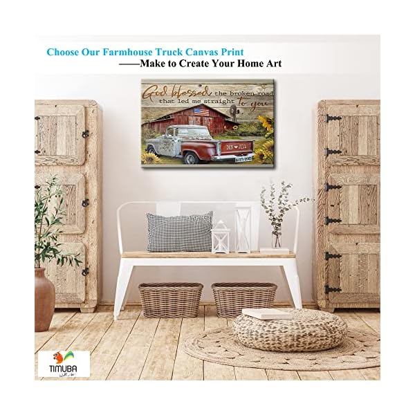 Farmhouse truck wall art old truck canvas prints barn pictures wall art for rustic home decor personalized name canvas painting red car poster framed artwork for country wall decor 24×36 inches  urban country home decor
