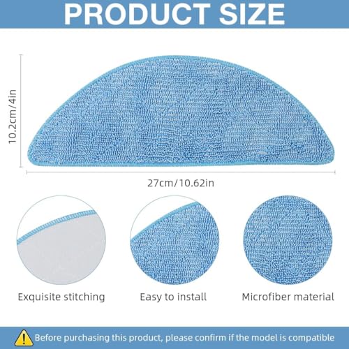 Image of 3 Pcs Replacement Mop Pads Compatible with Ecovacs Deebot U2 Pro /U2 /DGN22, Washable, Reusable Microfibre Cleaning Cloth (ED U2 MOPSETOF3)