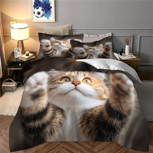 Housse de couette chat 140x200cm pour chambre ado dynamique