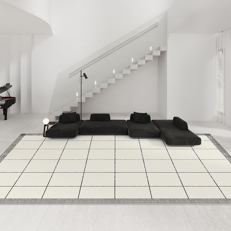 Tapis grand salon poil ras antidérapant et doux pour salle à manger et bureau