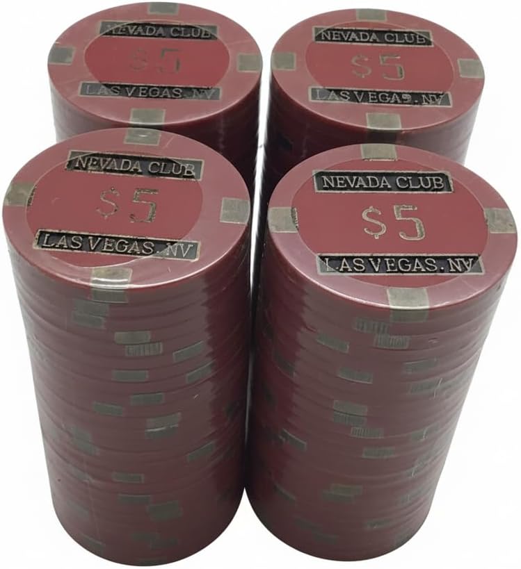 Nevada Club Poker Chips - (100) $5 Brass Core 15 gram