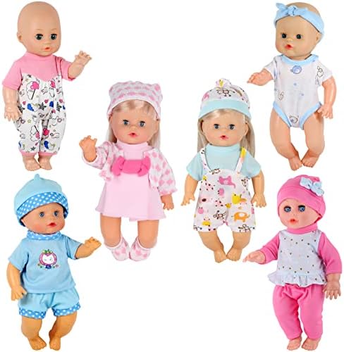 Young Buds 6pcs for 9-10-11 Inch Alive Baby Doll Clothes Dress Reborn Newborn Baby Doll Accessories Gown Costumes Outfits Xmas Gift-wrap