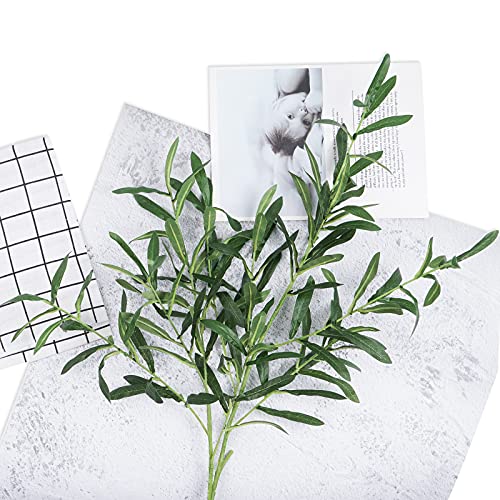 Martine Mall 43.3" 4 Pcs Artificial Olive Branches, Artificial Outdoor Plants Long Stems Greenery Leaves Faux Plant Decor Fake Greenery Branches For Home Office Wedding Party Indoor Outside Diy Decor #TOP3