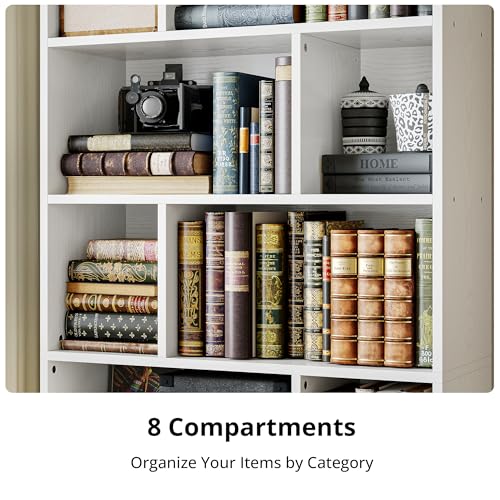 IRONCK Bookcase with Doors, Tall Bookshelf with Storage, Bookshelves and Bookcases with 8 Open Cubes for Living Room, Bedroom, Office - Image 6