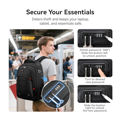 CROSSGEAR Large Travel Laptop Backpack 17.3" Water-resistant Daily Backpacks Durable Business Computer Bookbag Office Laptop Bag with USB Charging Port Best Gift for Men Traveler Essentials2