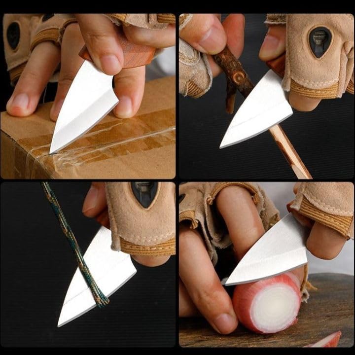 ORBITORA Pocket Folding Knife with Wooden Handle, Compact Portable EDC Mini Knife, Sharp Stainless Steel Blade for Cutter for Vegetables and Fruits, 3