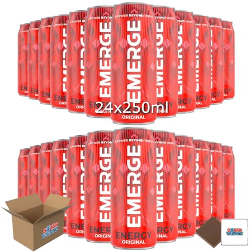 Emerge Energy Drink 24 X 250ml, Mixed Fruit Flavour, High Caffeine Content Boxed Treatz