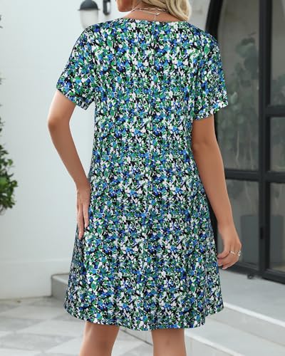 Image of CHICGAL Summer Dresses for Women V Neck Short Sleeve Casual Loose T Shirt Sundress Beach Cover Ups with Pockets 2026