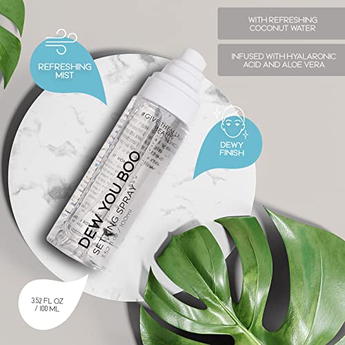 Dew You Boo Setting Spray By Give Them Lala- Moisturizing Long-Lasting Makeup Setting Spray For Face With Hyaluronic Acid, Aloe Vera & Coconut Water- Hydrating & Dewy Setting Spray For A Natural Look #TOP2