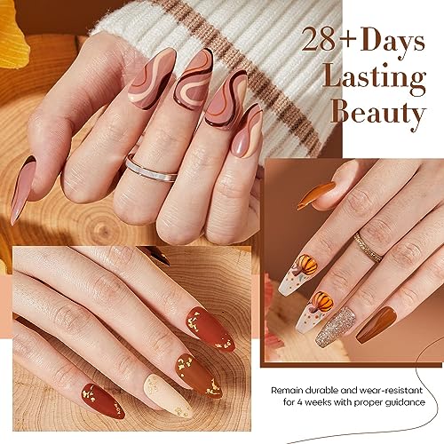 Image of DUDUSTRONG Bolt Bee Gel Glossy Finish Nail Polish Kit Gel Nail Polish Set, Fall Winter 6 Colors Gel Polish Kit Gold Glitter Brown For Women Mom (A1 A-Fall Queen (94+121+136+88+123+62)), 90 Ml