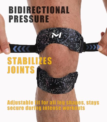 Image of 2 Pack Patella Knee Brace with Gel Pads,Adjustable Patellar Tendon Support Strap for Women and Men,Knee Pain Relief for Tennis,Running,Workout (Colorful patella knee brace, One Size)