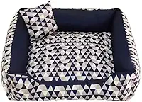 Cama Pet lavavel C/Zíper Extra Grande 80x80cm P/Cachorro/Gato Fundo Anti Friagem Macia Até 35KG (Luxo Marinho)