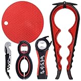 Bottle Can and Jar Grip Opener 5 Pack, Multi Kitchen Tools Set for Weak Hands, Children, Seniors wit