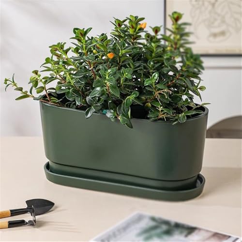 Pot de fleur rectangulaire en céramique avec soucoupe intégrée - 7