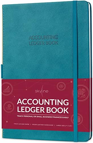 Skyline Accounting Ledger Book – Columnar Log Journal for Personal Use & Small Business Bookkeeping – Expense Log to Track Money Operations – Large Format, 7x10″, 4,712 Entries Total (Dark Teal)