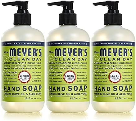 Mrs. Meyer's Hand Soap, Made with Essential Oils, Biodegradable Formula, Lemon Verbena, 12.5 fl. oz - Pack of 3