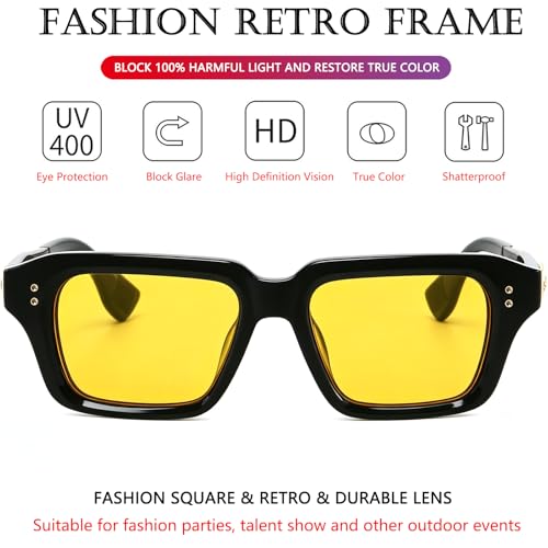 Image of AIEYEZO Rectangle Sunglasses for Men Women Fashion Square Frame Sun Glasses 90's Retro Designer Shades