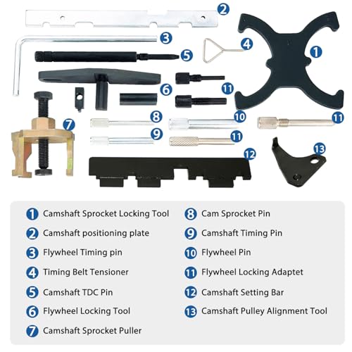 Image of DPTOOL Engine Timing Kit Compatible with Ford Mazda Camshaft Flywheel Locking Tools 1.4 1.6 1.8 2.0 Di /TDCi /TDDi ECOBOOST 1.6 Ti-VCT 1.5 /1.6 VVT 2.3L 2.5L Cam Holding Tool 303-1097 303-1550 303-1556