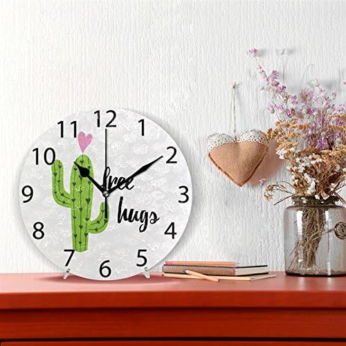 Miniatura 4 de ALAZA - Reloj de pared de acrílico redondo de cactus mexicano, silencioso, sin puntas, pintura al óleo en casa, oficina, escuela, reloj decorativo