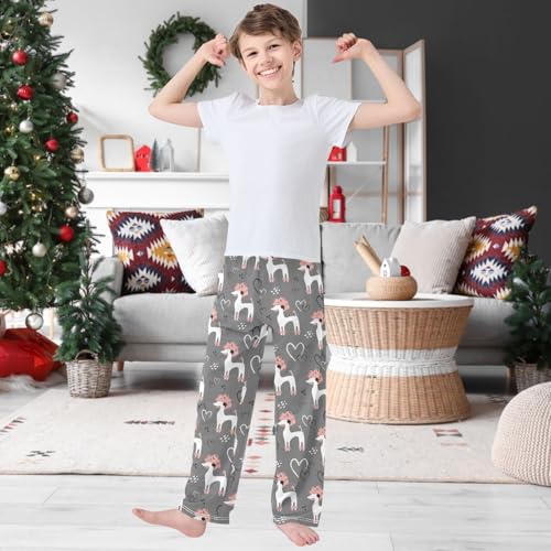 Boy's Pants Poodle Dog Valentines Day Heart Jogger Pants Elastic Waist Long Bottoms Trousers with Pockets 6-14 Years2
