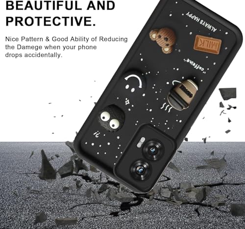 Image of GoldKart Back Case Cover Compatible for Motorola Edge 50 Fusion 5G | Cute Fun Cartoon 3D Ball Coffee Silicone Case | Full Body Protection Back Cover for Motorola Edge 50 Fusion 5G - Black