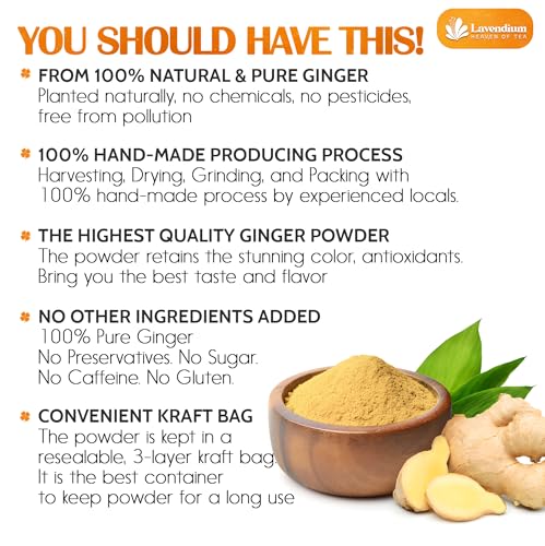 Image of Lavendium, Premium 25oz Ginger Powder, 100% Natural & Pure Ground Ginger Root, Non-GMO, No Preservatives, Plant-Based & Vegan, Perfect for Ginger Tea, Curry, Baking & Smoothies