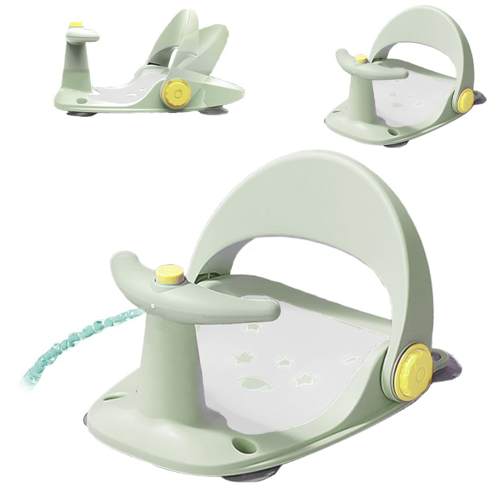 Photo 1 of *STOCK PHOTO REFERENCE ONLY** Xifaminy Baby Bathtub Seat for Sit up Infant Toddler Bath Seat Shower Chair with Adjustable Backrest Support, Suction Cups, Non-Slip Mat for 6-18 Months… Light Green
