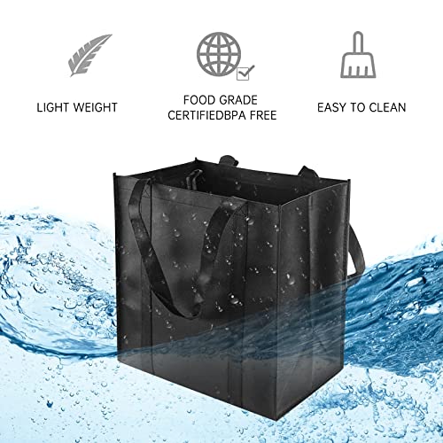 smtfcty Einkaufstasche Faltbar 2 Stück Schwarze ehr große Tragetasche mit Tragegriffen, 38 x 35 x 25 cm Einkaufstasche mit langem Henkel perfekt als Tote bag, Stoffbeute Damen Shopper Handtasche