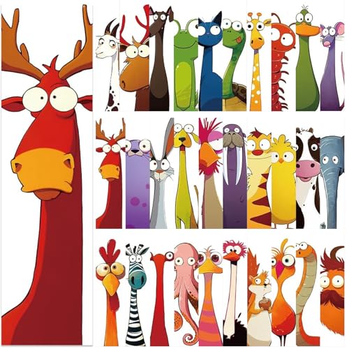 RUISPEED 30 Marques-pages Animaux, Motifs Animaux Amusants, Idéal pour Cadeau d'Anniversaire Enfant, Petits Cadeaux pour Écoliers, Garçons, Filles, Amateurs de Lecture