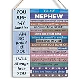 Nephew Gifts from Auntie Inspirational Quotes Wall Art Gifts To My Nephew Wooden Hanging Sign Wall Art Home Decor Birthday Christmas Gifts for Him Nephew from Aunt Uncle 8 x 10 Inches