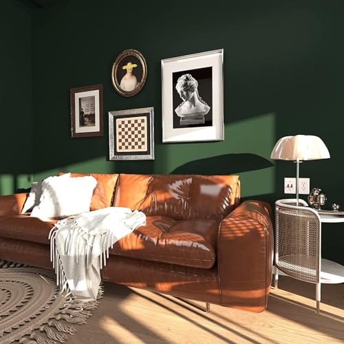 Image of HOME13 Matte Olive Green Wallpaper Self Adheisve Vinyl Decorative Waterproof Wallpaper for Kitchen Cabinet Countertop (12 X 78 inch)