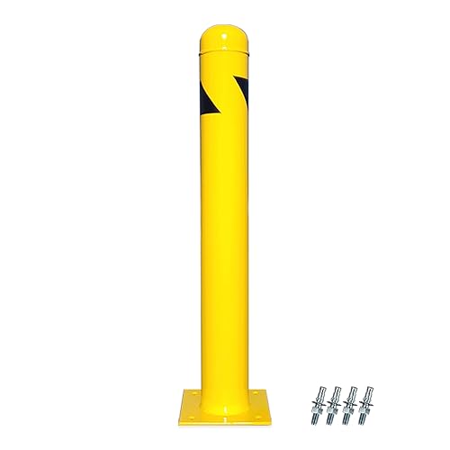 Paquete de 1 bolardo de seguridad de 36 pulgadas de alto x 4.5 pulgadas de profundidad, 12 Ga (0.106 in), base 8 x 8 pulgadas, con 4 pernos de