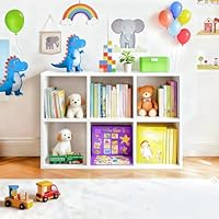 LDarqeer Kid‘s Bookcase | 6 Cube Storage Organizer|Children's Room Bookshelf | Multi Shelf Cubby for Books-Wood Bookshelf-Storage (Storing Books,Toys & More Easy to Install)