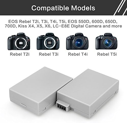 ENEGON Replacement Battery (2-Pack) and Rapid Dual Charger for Canon LP-E8 and Canon EOS Rebel T2i, T3i, T4i, T5i, EOS 550D, 600D, 650D, 700D, Kiss X4, X5, X6, LC-E8E Digital Camera