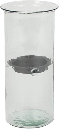 Miniatura 3 de MY SWANKY HOME Portavelas clásico grande de cristal de 12 pulgadas de alto con textura de huracán rústico