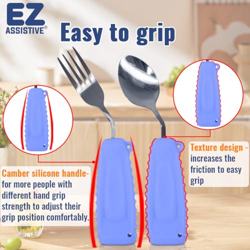 Adaptive Utensils, Weight Utensils for Tremors and Parkinson Patients, Utensil Set Spoon and Fork for Elderly (Right Hand - 1 Set Purple Spoon and Fork) - Image 7