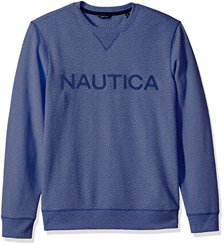 Nautica Men's Long Sleeve Crew Neck French Terry Sweatshirt, Bluedepths, Large
