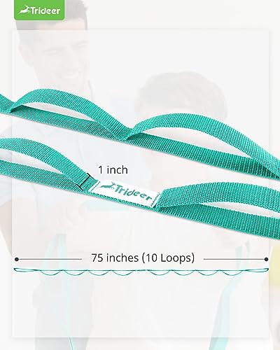 Trideer Stretching Strap Yoga Strap Yoga Band For Physical Therapy, 10 Loop Non-Elastic Yoga Straps For Stretching, Pilates, Exercise & Dancing thumb #5