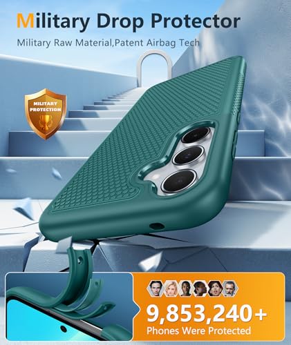 Image of FNTCASE for Samsung Galaxy A35-5G Case: Dual Layer Protective Heavy Duty Cell Phone Cover Shockproof Rugged with Non Slip Textured Back - Military Protection Bumper Tough - 2024, 6.6 inch Green