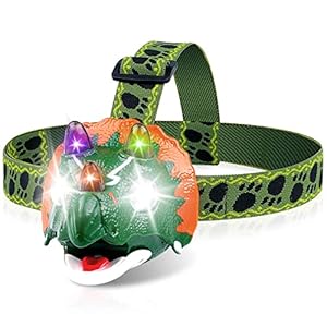 Triceratops LED Headlamp – Dinosaur Headlamp for Kids Camping Gear Essentials | Dinosaur Toy Head Lamp Flashlight for Boys Girls or Adults | Ideal Gift for Birthday, Halloween, Christmas, New Year