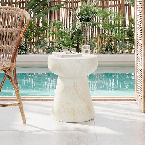 Merax Mushroom Outdoor Side Table, MGO Concrete End Table with