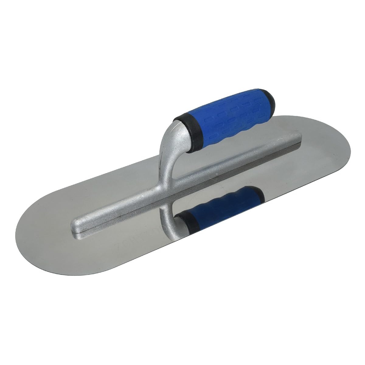 Truelle de lissage ronde en acier inoxydable - 380 x 125 mm - Poignée en caoutchouc - Truelle de nettoyage - Outil de nettoyage pour béton - Outil de lissage et de traitement de