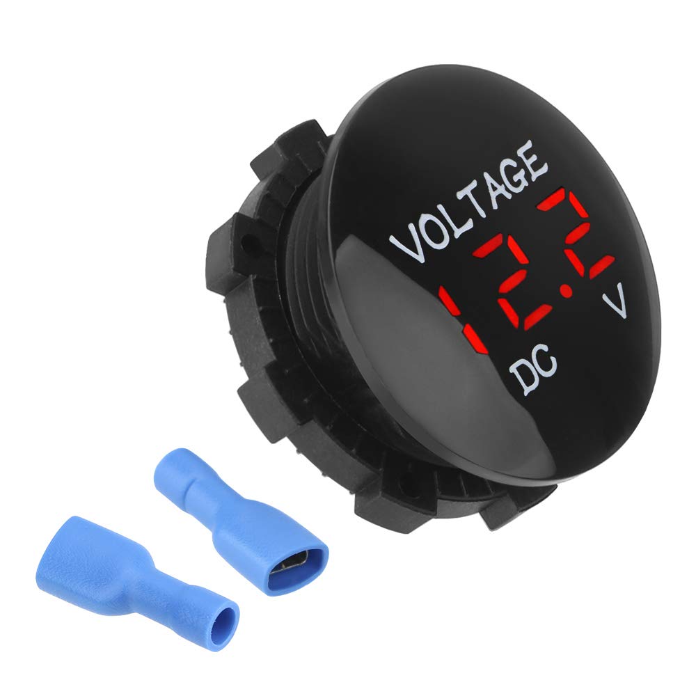 Mini Voltímetro Digital, Probador de Voltaje a prueba de agua, pantalla LED, para Coche, Motocicleta, Barco, Camión, Plástico ABS, DC 12V-24V (Rojo)