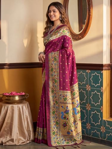 Image of AKHILAM Women's Kanjivaram Pure Soft Silk Saree For Women Saree With Unstitched Blouse Piece |Soft banarasi saree for women|silk saree pure silk