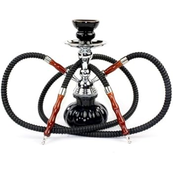 Hookah Pipe GStar 11" Premium 2 Hose Hookah Complete Set - Mini Pumpkin Hookah Glass Vase - Pick Your Color (Black)