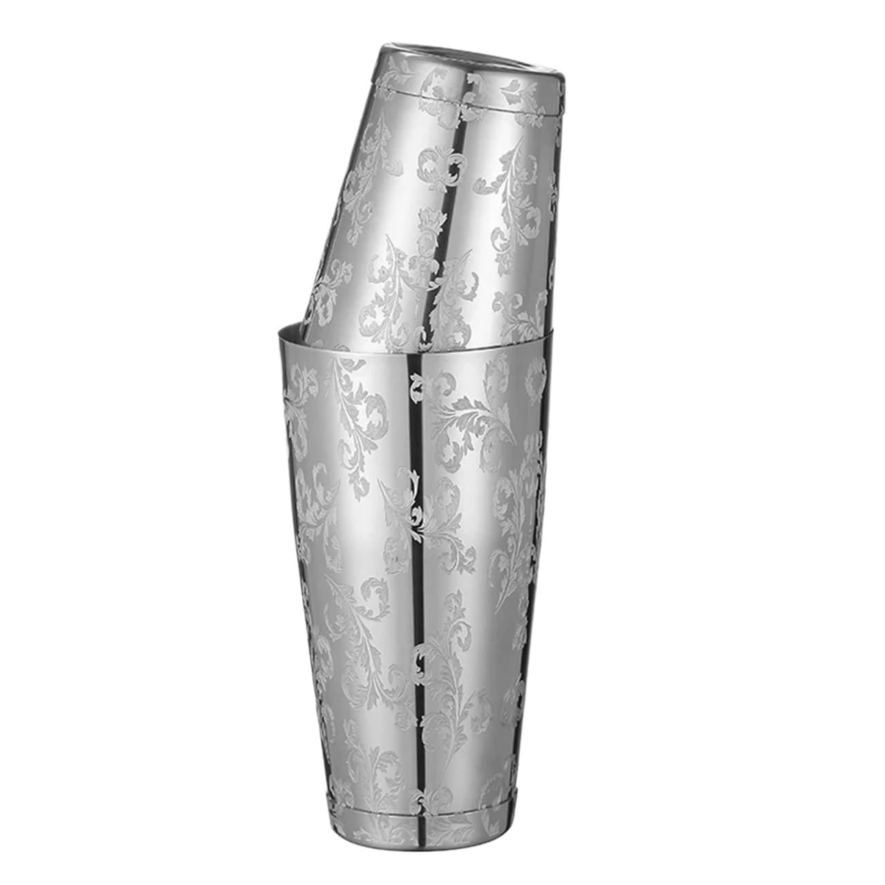 Kit de préparation de Cocktails, Outil de Barman, Shaker à Cocktail Boston 2 pièces avec Motif gravé, Ensemble de Shaker à Cocktail en étain - Ensemble de Cocktails 800 ML et 500 ML(Leaf)
