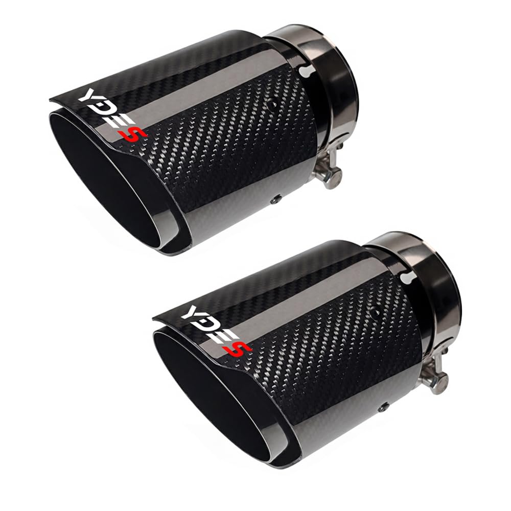 Photo 1 of YDES 3-Inch Inlet 4-Inch Outlet Set of Carbon Fiber Exhaust Tips Fit for 76 mm or 3 Inch only Tailpipe Exhaust Pipe(2pcs) BLack