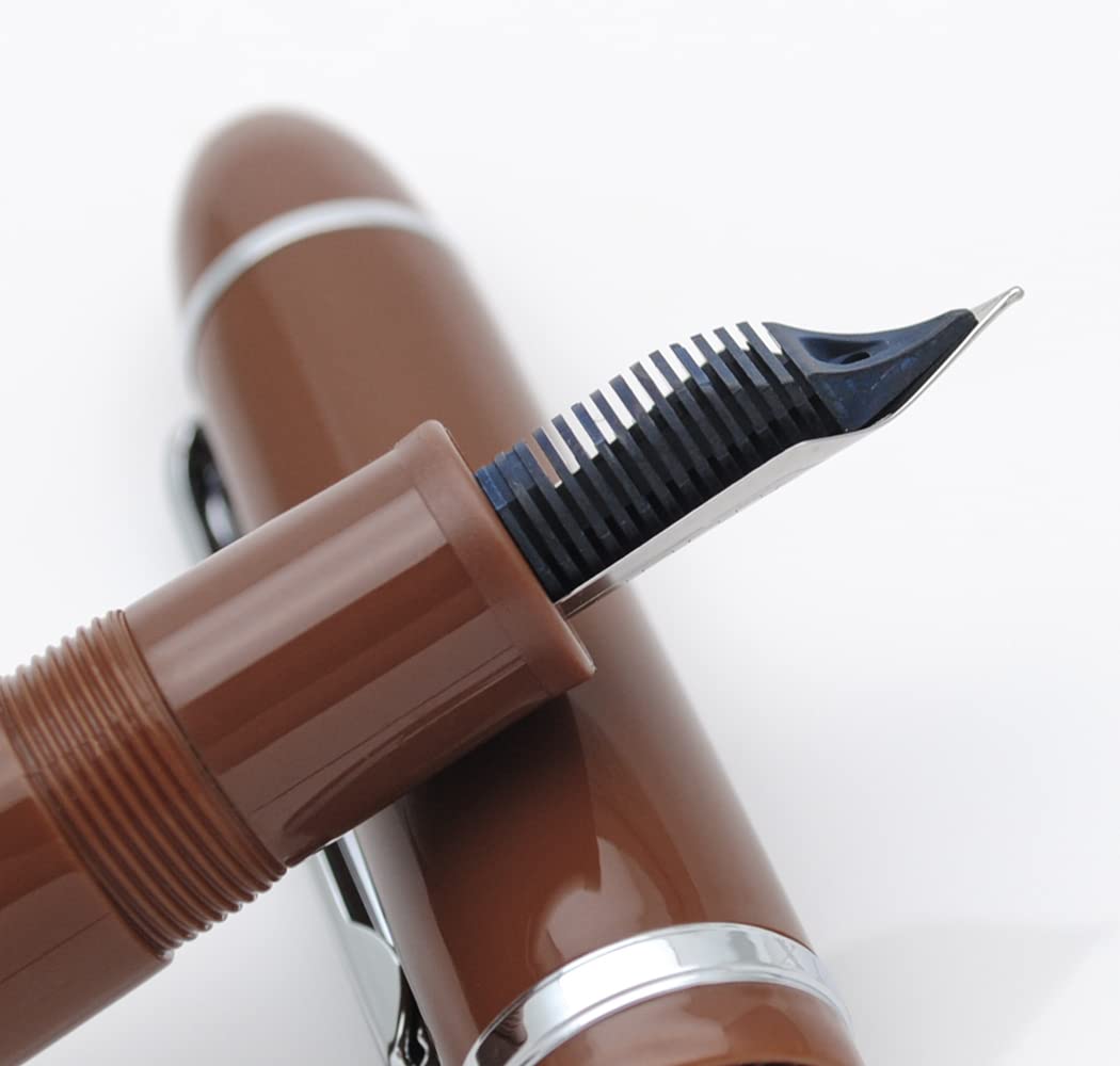 JINHAO X159 Resin Fountain Pen with Ink Converter (Extra Fine Nib, Silvery Clip-Coffee) - Image 3