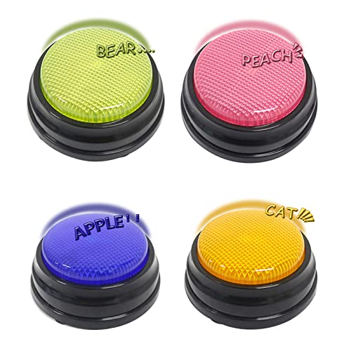 Yuventoo Botão falante gravável com função de LED recursos de aprendizagem campainha laranja + azul