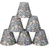 VIHOSE Set of 6 Clip-on Mini Chandelier Lamp Shades, William Morris Style Vintage Botanical Chandelier Shade for Candelabra Bulb, 2.95' x 5.91' x 5.12', Classic Decorative Lampshade